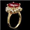 Image 2 : 14k Yellow Gold 7.50ct Ruby 1.00ct Diamond Ring