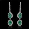 Image 1 : 14K Gold 5.08ct Emerald & 1.97ct Diamond Earrings