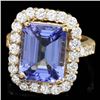 Image 1 : 14k Gold 7.60ct Tanzanite 1.80ct Diamond Ring