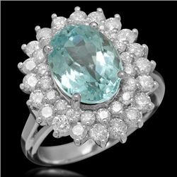 14K Gold 5.04ct Aquamarine 1.62ct Diamond Ring