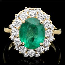 14k Gold 3.50ct Emerald 1.60ct Diamond Ring