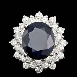 14k Gold 7.00ct Sapphire 2.55ct Diamond Ring