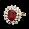 Image 1 : 14k Yellow Gold 3.00ct Ruby 1.60ct Diamond Ring