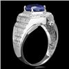 Image 2 : 14k Gold 4ct Sapphire 0.70ct Diamond Mens Ring