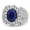 Image 3 : 14k Gold 4ct Sapphire 0.70ct Diamond Mens Ring