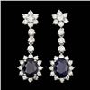 Image 1 : 14k Gold 4.50ct Sapphire 2.35ct Diamond Earrings