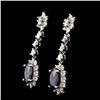 Image 2 : 14k Gold 4.50ct Sapphire 2.35ct Diamond Earrings