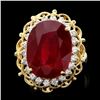 Image 1 : 14k Yellow Gold 16.00ct Ruby 0.80ct Diamond Ring