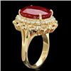 Image 2 : 14k Yellow Gold 16.00ct Ruby 0.80ct Diamond Ring