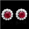 Image 1 : 14k Gold 3.80ct Ruby 1.20ct Diamond Earrings