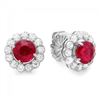 Image 2 : 14k Gold 3.80ct Ruby 1.20ct Diamond Earrings