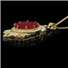 Image 2 : 14K Gold 26.79ct Ruby 1.68ct Diamond Pendant