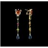 Image 2 : 12.96ctw Multi Gemstone and Diamond Earrings - 18KT Yellow Gold