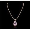 Image 2 : 14KT Rose Gold 32.47ct GIA Certified Kunzite and Diamond Pendant With Chain