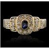 Image 2 : 14KT Yellow Gold 0.10ct Sapphire and Diamond Ring