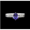 Image 2 : 1.00ct Tanzanite and Diamond Ring - Platinum