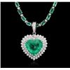 Image 1 : 14-18KT White Gold 23.29ctw Emerald and Diamond Necklace