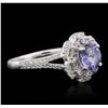 Image 2 : 14KT White Gold 1.31ct Tanzanite and Diamond Ring