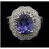 Image 1 : 5.82ct Tanzanite and Diamond Ring - 14KT White Gold