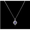 Image 2 : 14KT White Gold 2.57ct Tanzanite and Diamond Pendant With Chain