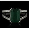 Image 2 : Platinum 3.63ct Emerald and Diamond Ring