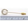 Image 5 : 0.53ctw Vintage Diamond Horseshoe Pin - 14KT Yellow Gold