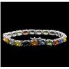 Image 2 : 21.50ctw Multi Color Sapphire Bracelet - 14KT White Gold