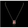 Image 2 : 14KT Yellow Gold 2.71ct Ruby and Diamond Pendant With Chain