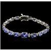 Image 1 : 14KT White Gold 12.50ctw Tanzanite and Diamond Bracelet