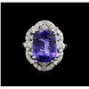 Image 2 : 7.47ct Tanzanite and Diamond Ring - 14KT White Gold