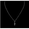 Image 2 : 14KT White Gold 0.10ctw Diamond Pendant With Chain