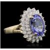 Image 1 : 14KT Yellow Gold 4.07ct Tanzanite and Diamond Ring