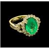 Image 1 : 4.80ct Emerald and Diamond Ring - 14KT Yellow Gold