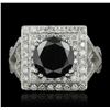 Image 2 : 14KT White Gold 3.94ctw Black Diamond Ring