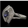 Image 1 : 14KT White Gold 1.01ct Sapphire and Diamond Ring