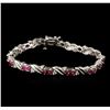 Image 1 : 14KT White Gold 4.92ctw Ruby and Diamond Bracelet