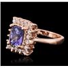 Image 1 : 14KT Rose Gold 1.56ct Tanzanite and Diamond Ring
