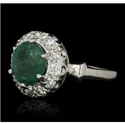 14KT White Gold 2.37ct Emerald and Diamond Ring