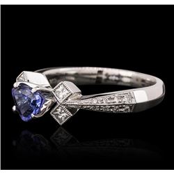 14KT White Gold 0.78ct Tanzanite and Diamond Ring