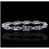 Image 2 : 14KT White Gold 5.55ctw Tanzanite and Diamond Bracelet