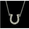 Image 1 : 14KT White Gold 0.23ctw Diamond Pendant With Chain