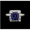 Image 2 : 3.51ct Tanzanite and Diamond Ring - 14KT White Gold