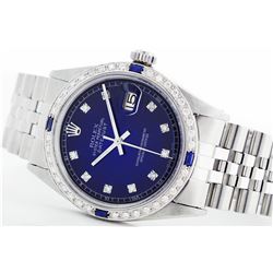 Rolex Stainless Steel Sapphire and Diamond DateJust Men's Watch