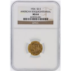 1926 NGC MS64 $2.50 American Sesquicentennial Gold Coin