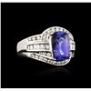 Image 2 : 18KT White Gold 3.72ct Tanzanite and Diamond Ring