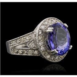 14KT White Gold 5.21ct Tanzanite and Diamond Ring