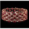 Image 1 : 63.05ctw Ruby and Diamond Bracelet - 14KT Rose Gold
