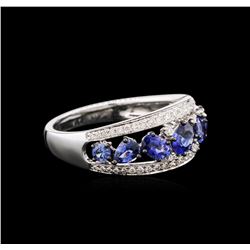 1.39ctw Sapphire and Diamond Ring - 18KT White Gold