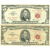 Image 1 : 1963 $5 Red Seal Bill Lot of 2