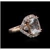 Image 1 : 14KT Rose Gold 6.39ct Aquamarine and Diamond Ring